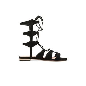 Schutz Erlina Flat Gladiator Sandal Black Nubuck 6